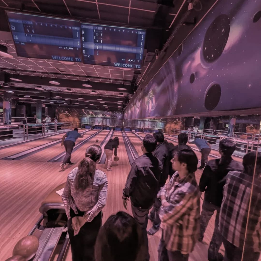 The team out for bowling night