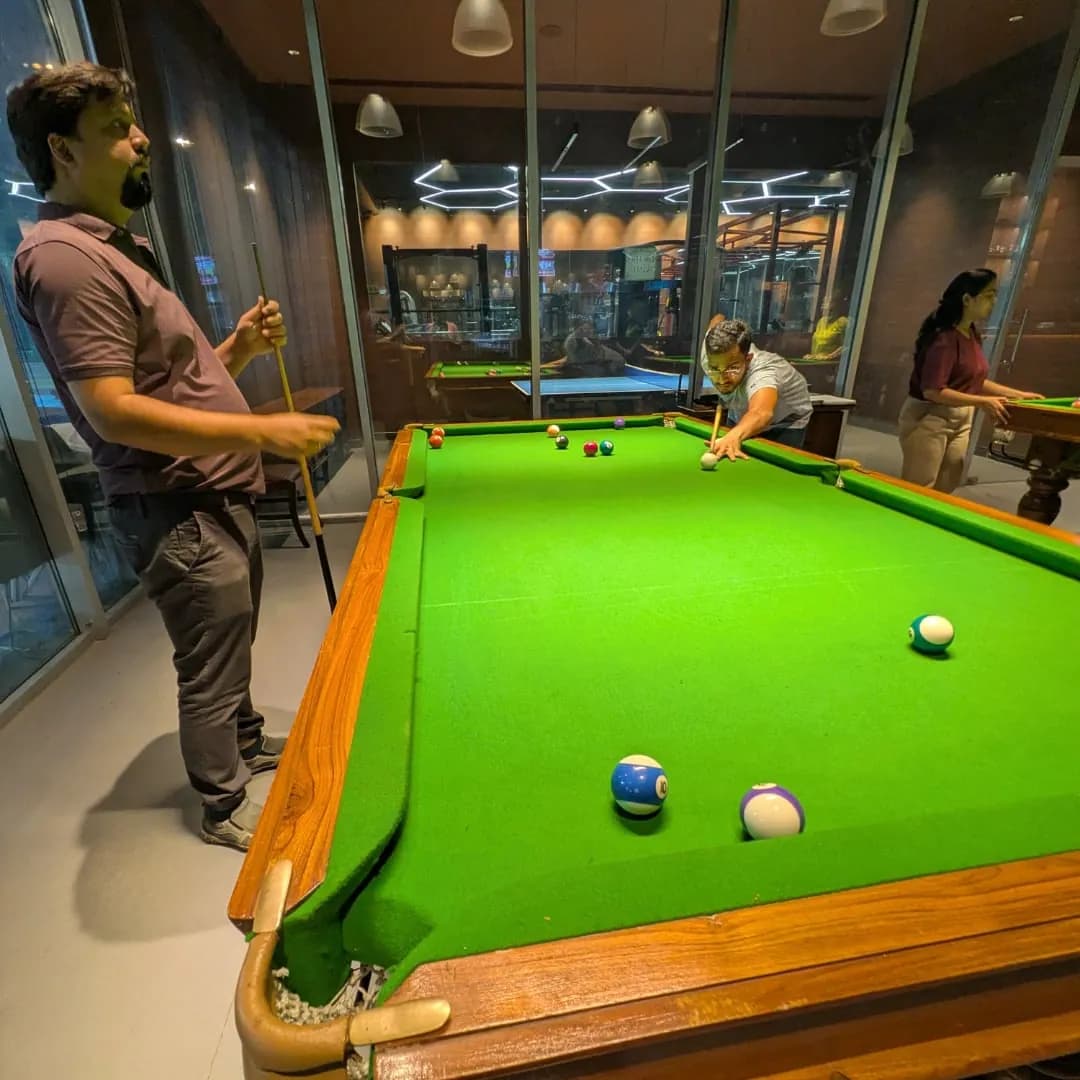 Team members playing games together