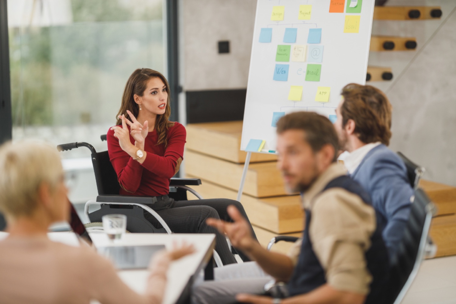 A B2B revenue team mapping accounts and buying committees on a strategy board